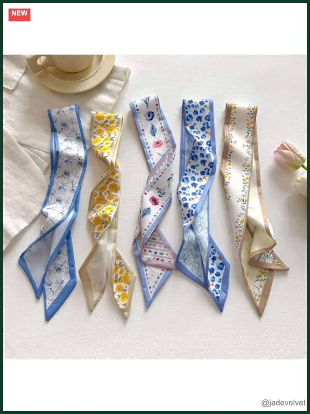 40 Pcs Lightweight Silk-Like Hair Scarves, Purse & Bag Scarf Collection